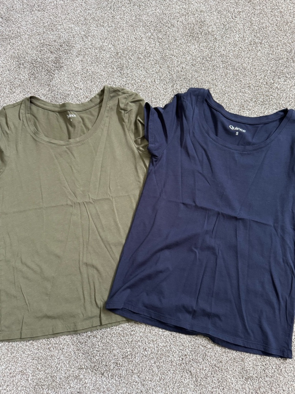 Women's, Set of 2 - Quince Cotton Modal Scoop Neck Tee, Size S  - Navy and Olive - Picture 6 of 8